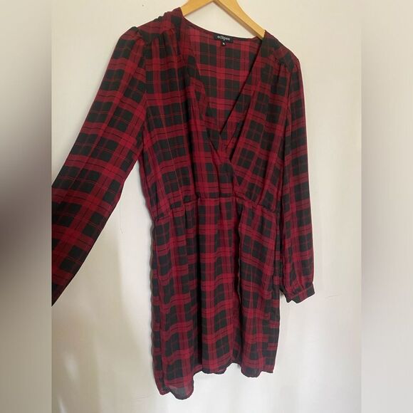 Eclipse Red and Black Plaid Mini Dress - Picture 7 of 12